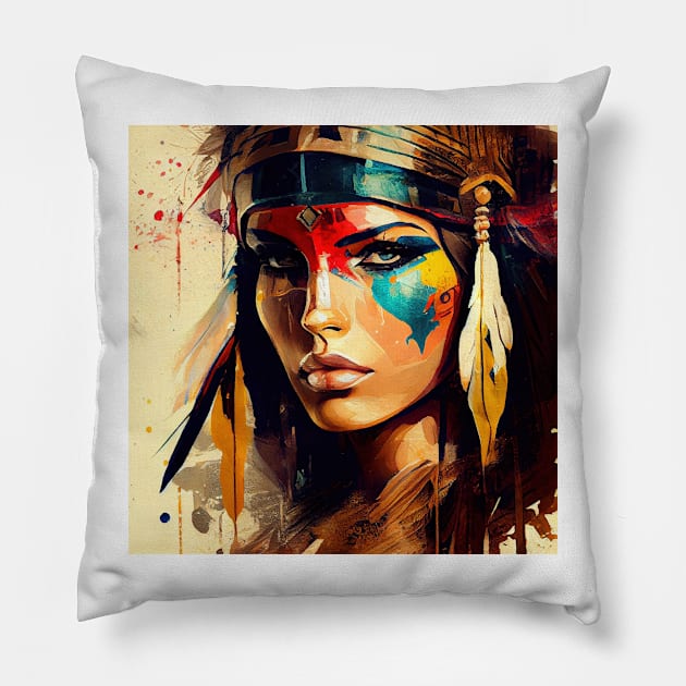 Powerful Egyptian Warrior Woman #2 Pillow by Chromatic Fusion Studio