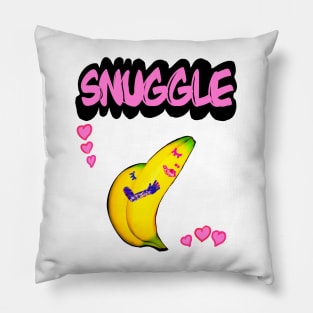 Valentine lovers couple comfy snuggle in pink text bananas in love Happy Valentine’s Day Pillow