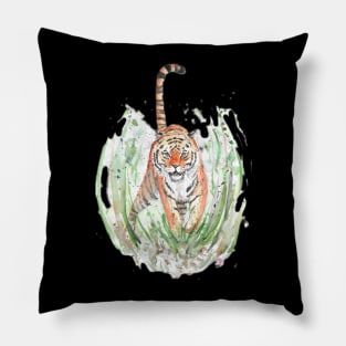 Tiger Charging painting Pillow