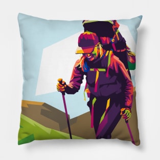 hiking addict pop art Pillow