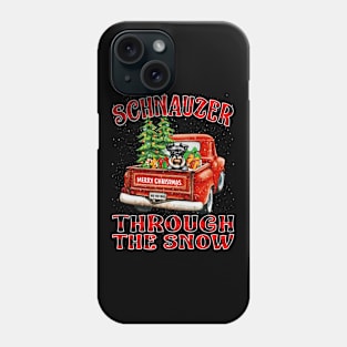 Christmas Schnauzer Through The Snow Dog Santa Truck Tree Phone Case