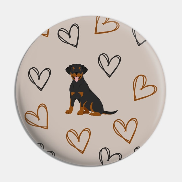 Rottweiler Dog with Hearts for Rottie Lovers Pin by Seasonal Dogs