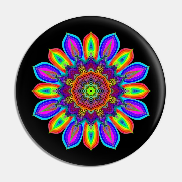 RADIATING MANDALA Pin by KARMADESIGNER T-SHIRT SHOP