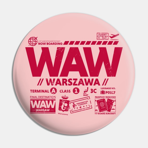 Vintage Warsaw WAW Airport Code Travel Day Retro Travel Tag Poland Pin by Now Boarding