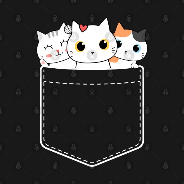 cute funny cats in pocket by CreativeShirt