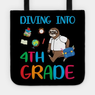 Diving Into 4th Grade Dabbing Sloth Back To School Tote