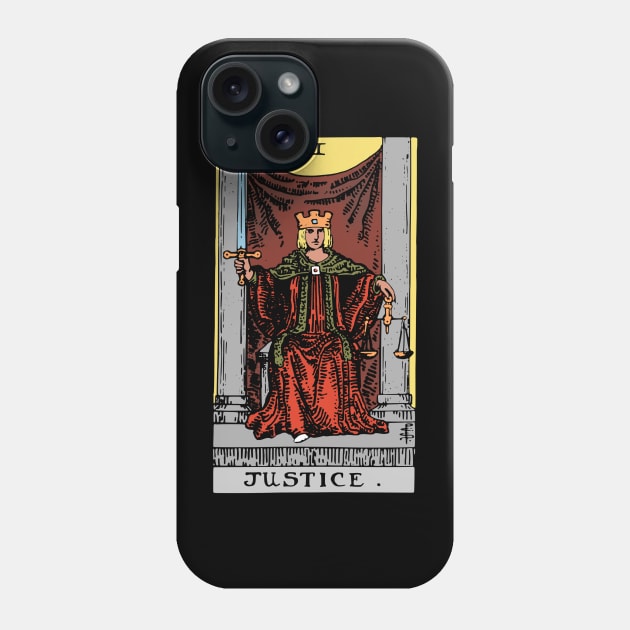 Justice Tarot Card Rider Waite Phone Case by Sunburst