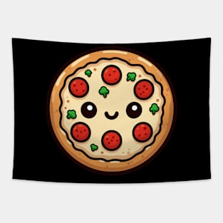 Cute Pepperoni Pizza in Kawaii Style | Design for Pizza Lovers | Pizza Party and Chill Tapestry