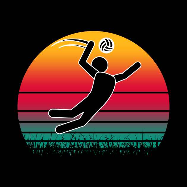 Travel back in time with beach volleyball - Retro Sunsets shirt featuring a player! by Gomqes