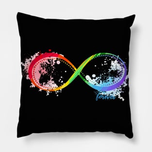 Infinity Forever rainbow watercolor splash Pillow