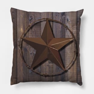 Rustic Farmhouse  Barn Wood Brown Western Country Star Pillow