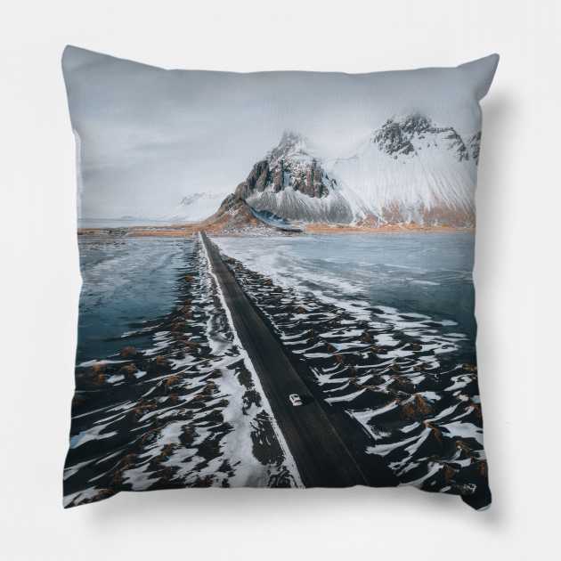 Iceland Road Pillow by withluke