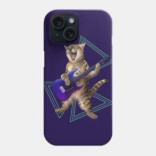 Cat playing the electric guitar Phone Case