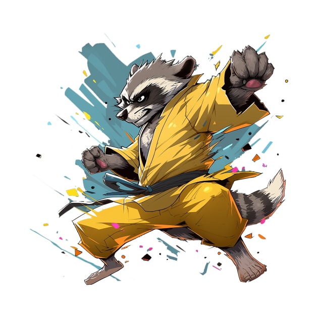 karate raccoon by piratesnow