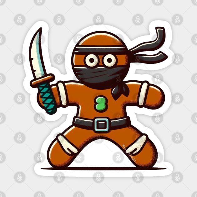 Ninjabread man with sword Magnet by Sketchy