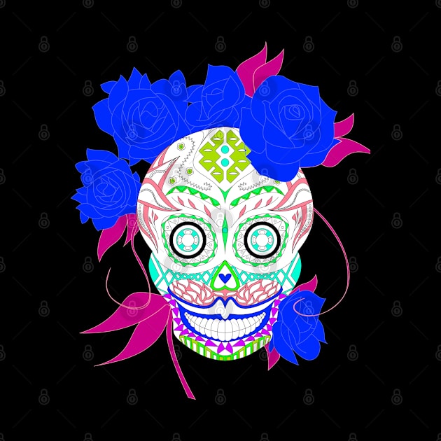 love catrina in floral tropical pattern in skeleton art ecopop by jorge_lebeau