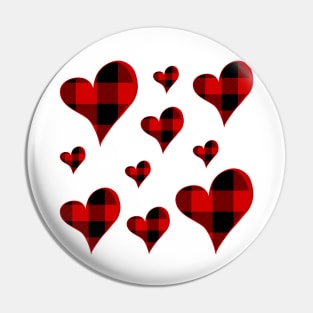 Buffalo Plaid Hearts Pin