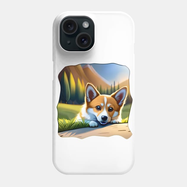 Corgi sun bathing Phone Case by Xinoni