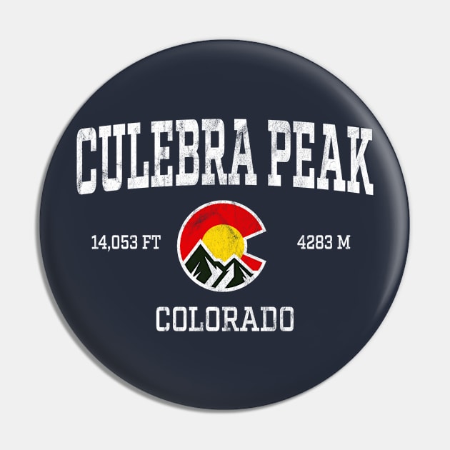 Culebra Peak Colorado 14ers Vintage Athletic Mountains Pin by TGKelly