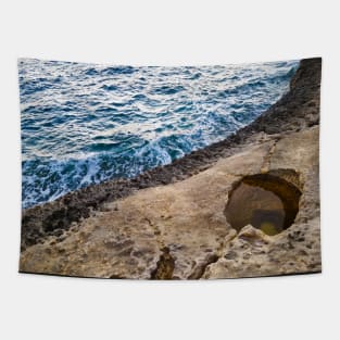 Aerial View Of Rocky Coastline Tapestry