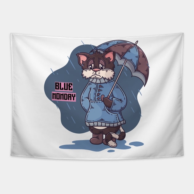 BLUE MONDAY CAT Tapestry by madihaagill@gmail.com