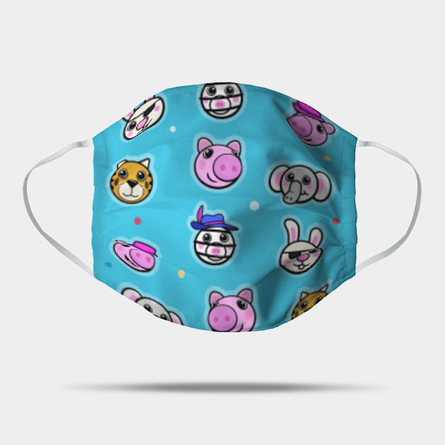 Piggy And Friends Blue Background Piggy Case Mask Teepublic - gucci gang christmas roblox slim fit t shirt