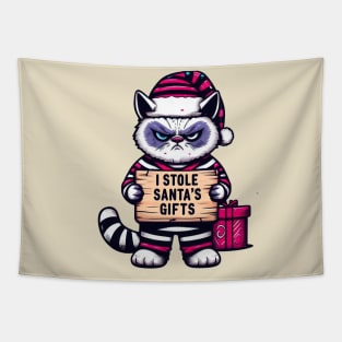 Grumpy Christmas Cat. Christmas Cat 2024 Tapestry