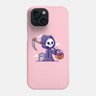 Cute Grim Reaper Holding Candy Basket Cartoon Phone Case