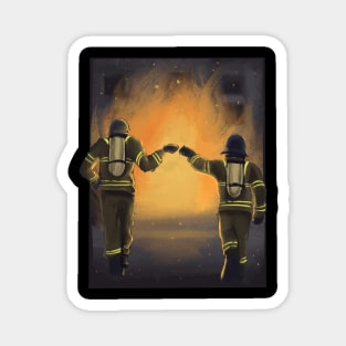 Firefighters fist bump Magnet