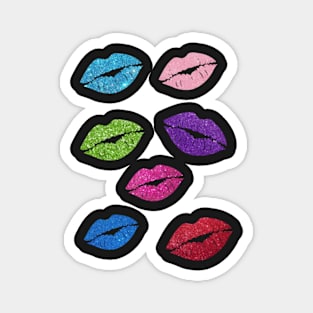 Bold Colors Faux Glitter Lips Pack Magnet