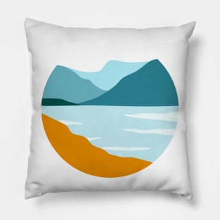 Mountain Lake Landscape Minimalist Pillow