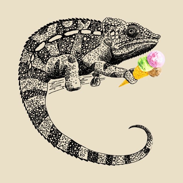 chameleon with ice cream by VicaVeresk