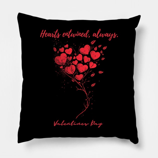 Hearts entwined, always. A Valentines Day Celebration Quote With Heart-Shaped Baloon Pillow by DivShot 