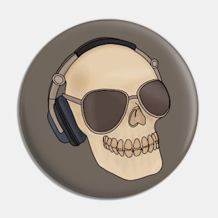 Skull wearing sunglasses and headphones Pin