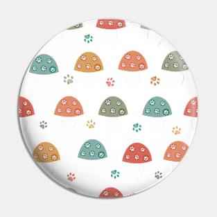 Mushroom with paw prints pattern Pin