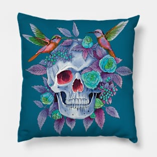 Skull with birds art Pillow