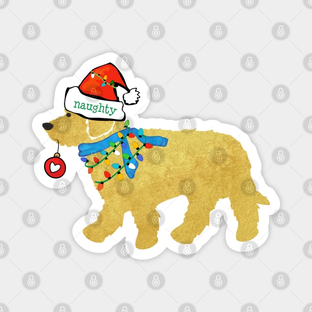 Christmas Goldendoodle Naughty Dog Magnet by EMR_Designs