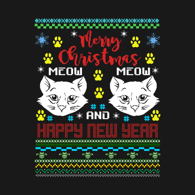 Merry Christmas Ugly Meow  Cat by Gavinstees