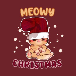 Meowy Christmas Funny Cat Mom Cat Dad Christmas Cat T-Shirt T-Shirt