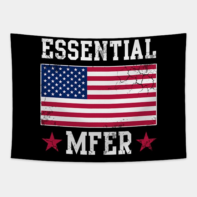 USA Essential MFER Worker Covid 19 American Flag Tapestry by E