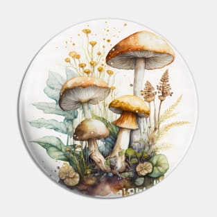 Watercolor mushrooms in the nature1 Pin