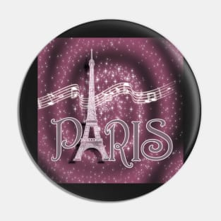 Paris Eiffel Tower Music Notes Graphic Design France Vacation Gift Pin