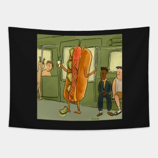 Hotdog Casually Commuting to Work Tapestry
