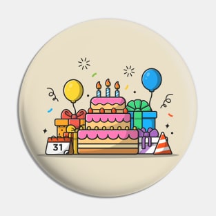 Gift Box And Birthday Cake Pin