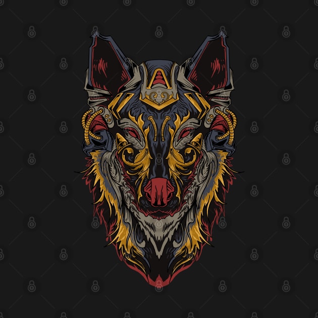 Cyborg Wolf Head by mazyoy