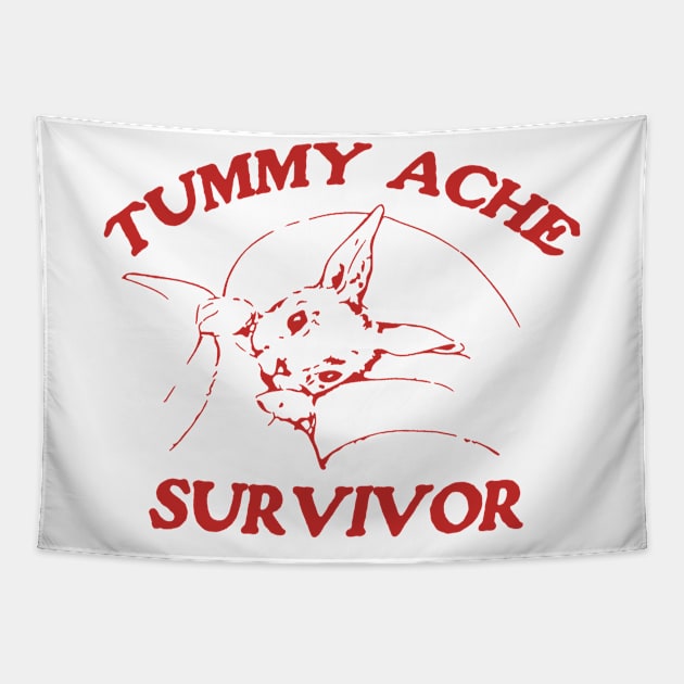 Tummy Ache Survivor T Shirt, Tummy Ache Tee, Meme T Shirt, Vintage Cartoon T Shirt, Aesthetic Tee, Unisex Tapestry by Justin green