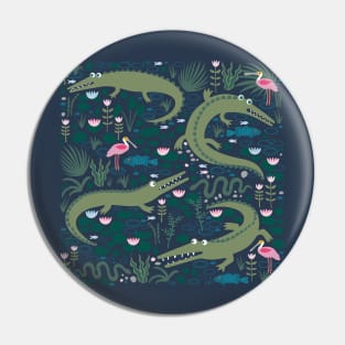 American Alligators and Roseate Spoonbills - cute animal design by Cecca Designs Pin