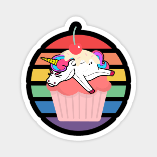 Unicorn Cake Colourful Cherry Magnet