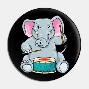 Funny elephant is playing the drum Pin