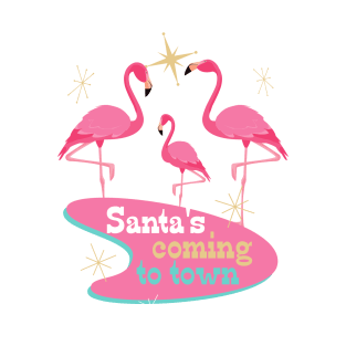 Retro Flamingos Midcentury Modern Christmas T-Shirt